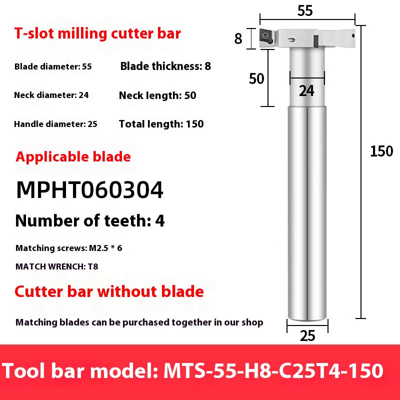2065-T-slot milling cutter rod CNC slotting HTS three-edged machining center numerical control T-slot milling cutter rod thickness 6 8 10 12 Shandong Denso Pricision Tools Co.,Ltd.